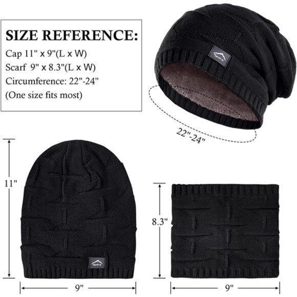 Winter Beanie Hat Scarf Touchscreen Glove Set for Men Women,Slouchy Knit Ski Cap - Picture 5 of 8